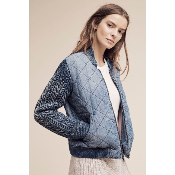 Anthropologie Jackets & Blazers - Anthro Cloth & Stone Quilted Chambray Bomber